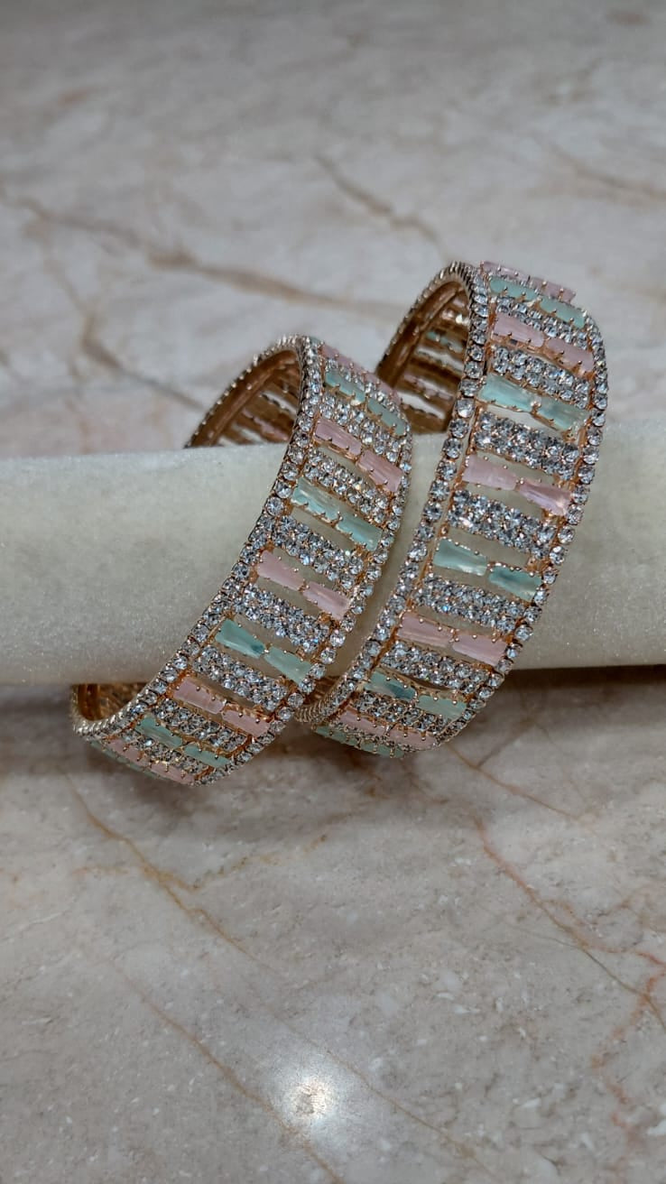 Mint Pink Kada – Set of 2