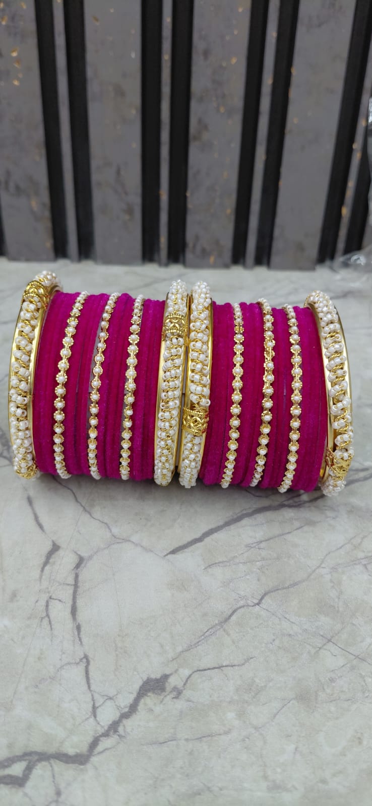 Velvet Pearl Bridal Bangles – Full Set (Available in 4 Colours)