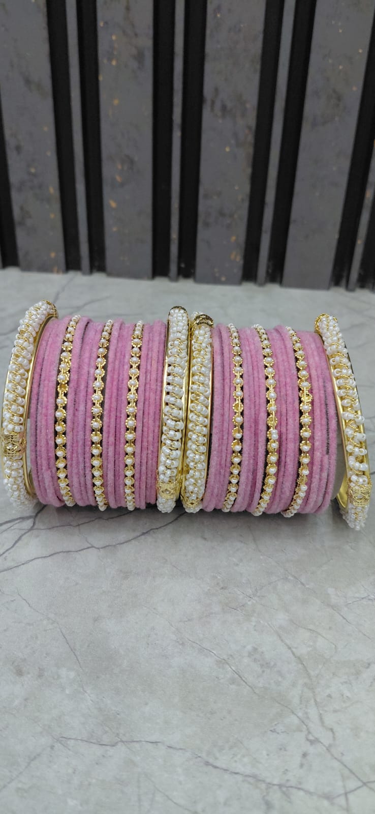 Velvet Pearl Bridal Bangles – Full Set (Available in 4 Colours)
