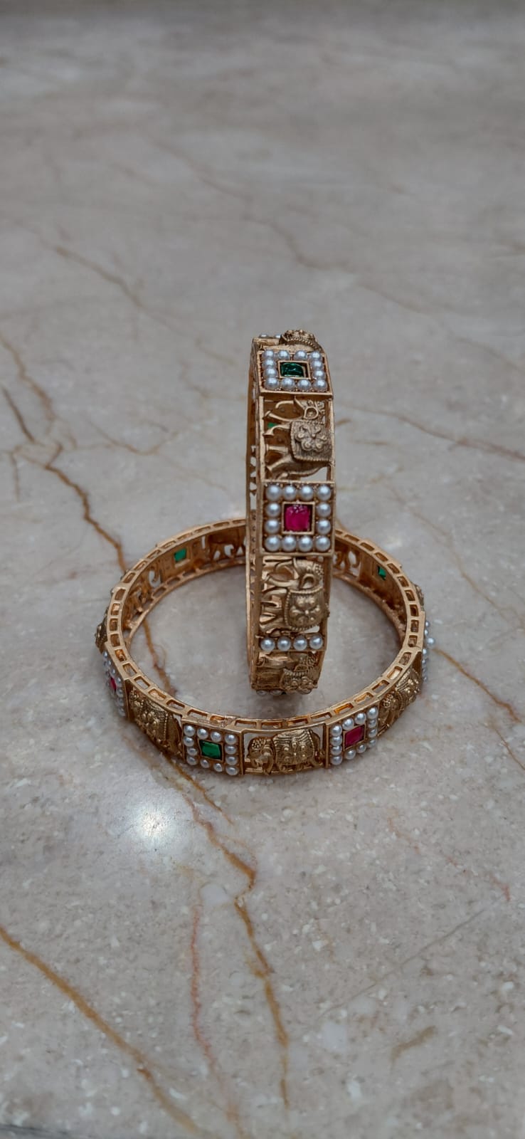 Antique Elephant Kada – Set of 2