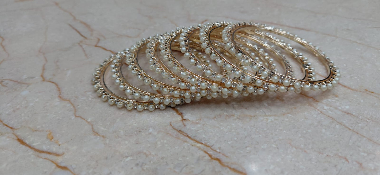 Pearl Crown Bangles – Set of 8