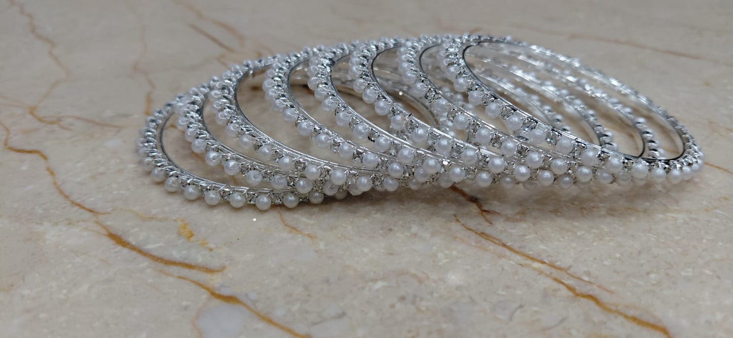 Pearl Crown Bangles – Set of 8
